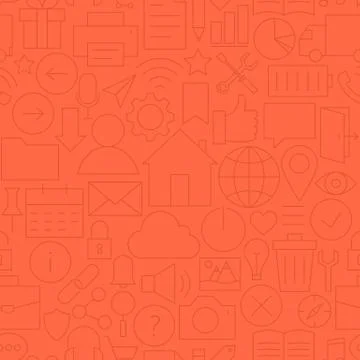 Thin Line Web and Mobile User Interface Seamless Red Pattern Stock Illustration