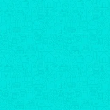 Thin Line Web E-Commerce Shopping Mint Seamless Pattern Stock Illustration
