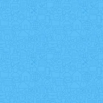 Thin Line Website and Mobile User Interface Blue Seamless Pattern Stock Illustration
