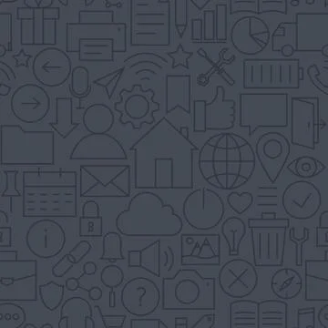 Thin Line Website Mobile User Interface Dark Seamless Pattern Stock Illustration