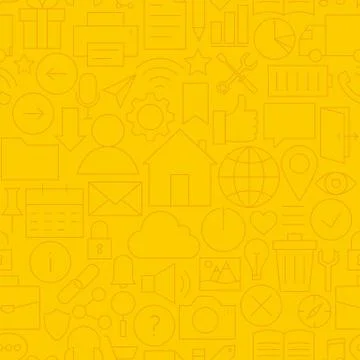 Thin Line Website Mobile User Interface Seamless Yellow Pattern Stock Illustration