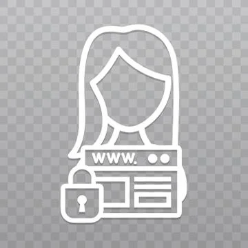 Thin line Website security icon. SSL data protection icon on transparent back Ilustración de archivo