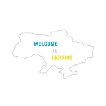 Thin line welcome to ukraine map Stock Illustration