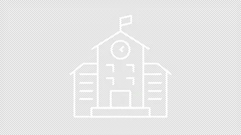 Thin line white animation of building with clock icon Stock Footage 276080873