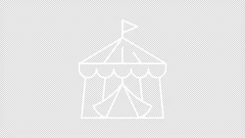 Thin line white animation of circus tent icon Stock Footage 276081035