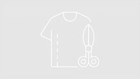 Thin line white animation of clothing and scissors icon Stock Footage 276080262