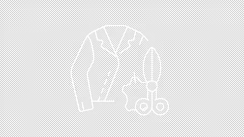 Thin line white animation of jacket with scissors icon Stock Footage 276080373