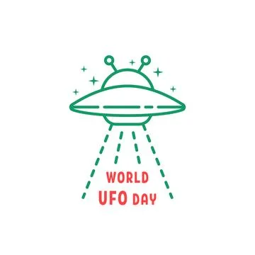 Thin line world ufo day icon Stock Illustration