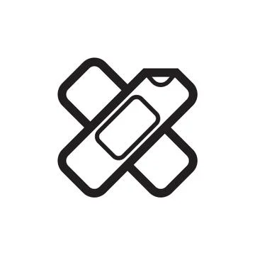 Thin line wound plester icon Stock Illustration