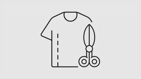 Thin linear black animation of clothing and scissors icon Stock Footage 275324520