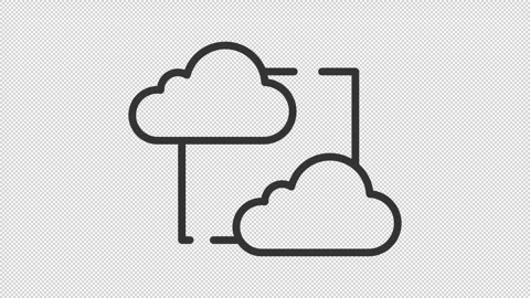 Thin linear black animation of cloud data transfer icon Stock Footage 276459203