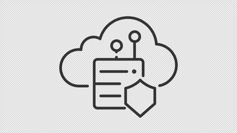 Thin linear black animation of data migration to cloud icon Video stock 276459160