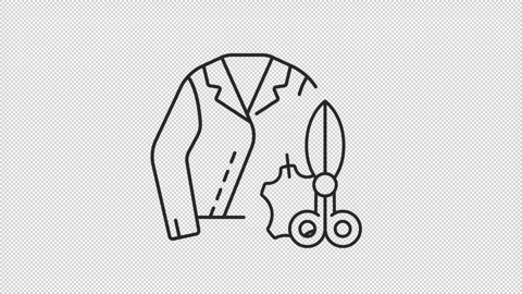 Thin linear black animation of jacket with scissors icon Stock Footage 275324572