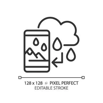 Thin linear black augmented reality and weather forecast icon Illustrazione stock