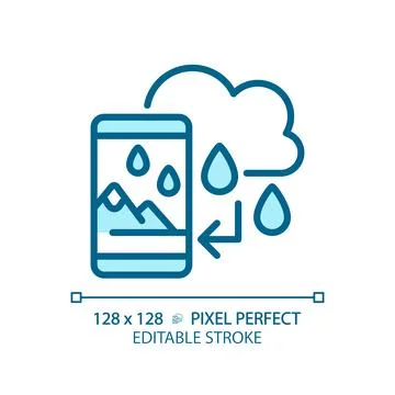 Thin linear blue augmented reality and weather forecast icon Illustrazione stock
