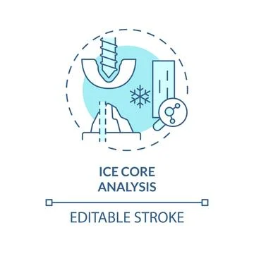 Thin linear blue icon ice core analysis concept Stock Illustration
