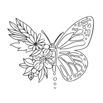 Thin linear butterfly monochrome vector illustration Stock Illustration