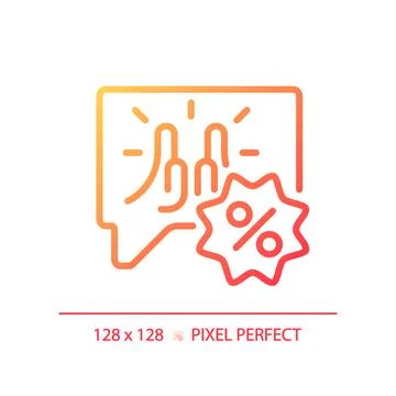 Thin linear gradient bubble message and discount icon Stock Illustration