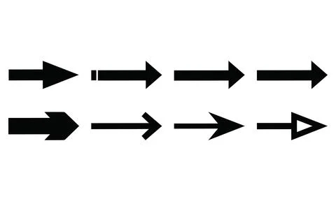 Thin Linear Horizontal Right Arrow Set Illustrazione stock