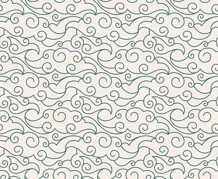 Thin lines clouds background Japanese seamless pattern vector Stockillustratie