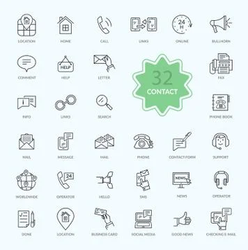 Thin Lines Icons of Contact Stock Illustration
