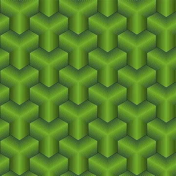Thin Lines Isometric Cubes Seamless Pattern イラスト素材