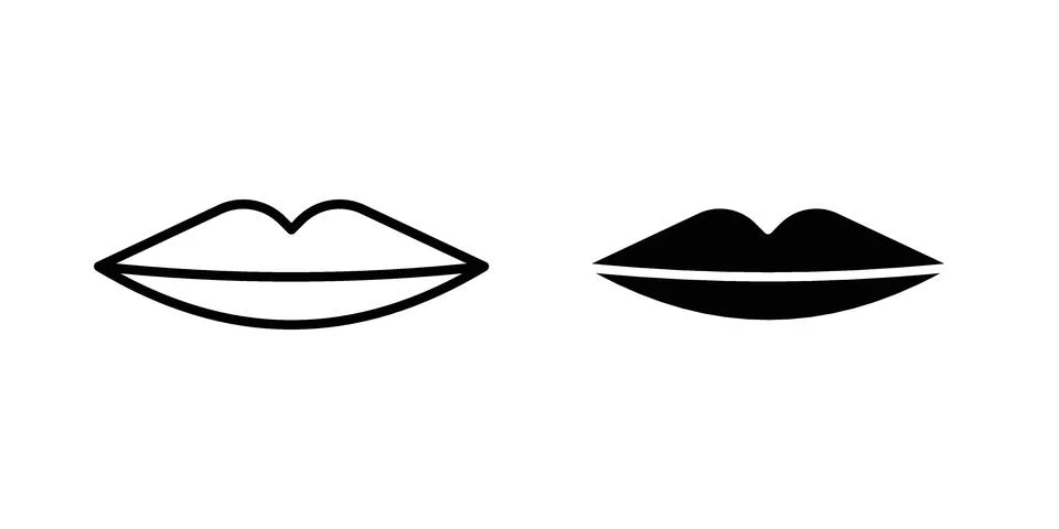 Thin lips icon linear versions pack on white background Stock Illustration