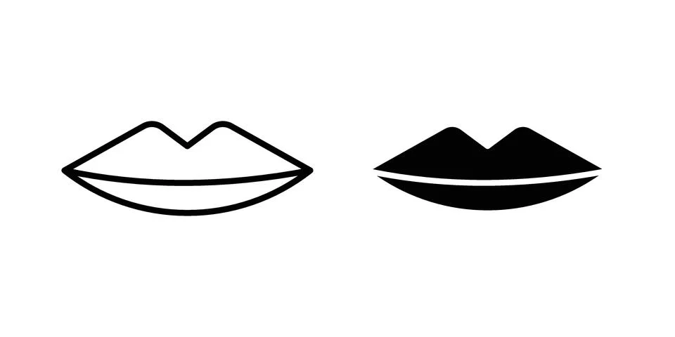Thin lips icon set modern line and solid style collection. イラスト素材