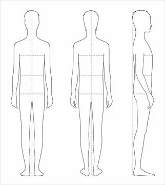 Thin man figure. Front, back, side. Stock Illustration