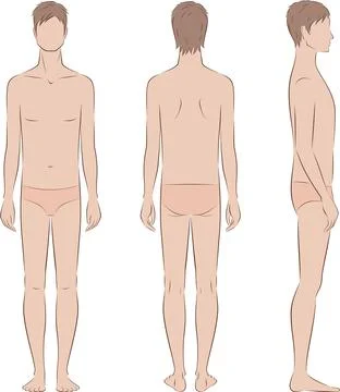 Thin man figure. Front, back, side. Stock Illustration