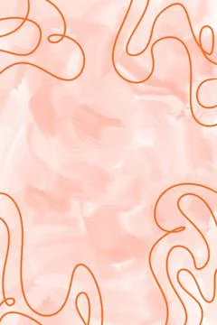 Thin minimalist lines on delicate peach orange waterlocor brush stroke textur Stock Illustration