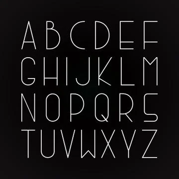 Thin minimalistic font. Vector english alphabet. Elegant latin letters. Illustrazione stock