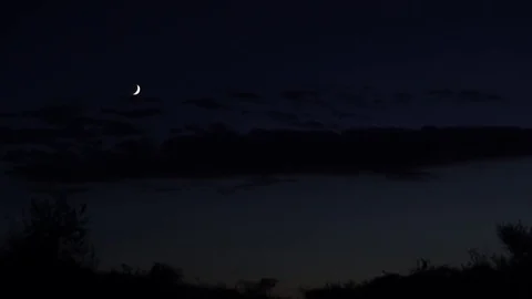 Thin Moon Handheld 4K Stock Footage 82170554