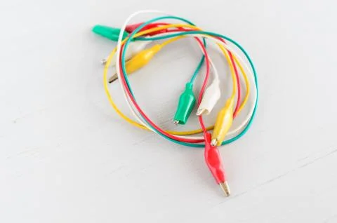 Thin multi-colored electrical wires Stock Photos