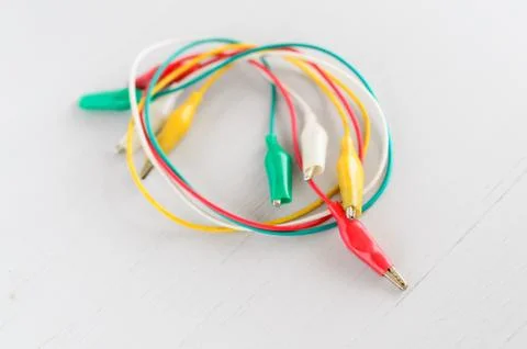 Thin multi-colored electrical wires Stock Photos