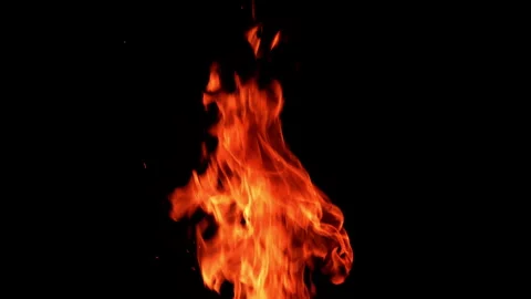 Thin narrow flame burning. Fire going up at the black backdrop.  Stock Footage 252481197
