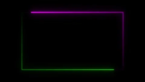 Thin Neon Rectangle Outline in Purple and Green on animated Black Backgroun.. Stock Footage 332058915