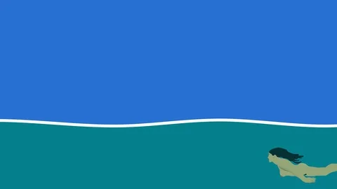 Thin Ocean Line Beautiful Nude Woman Sw... | Stock Video | Pond5
