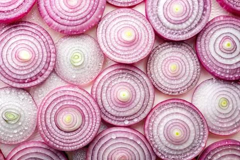 Thin onion rings. Background of thin onion rings Stock Photos