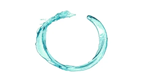 Thin open ring of turbulent turquoise water - on white , + alpha (FULL HD) Video stock 70420535