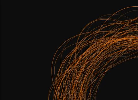 Thin orange lines on a black background Stock Illustration