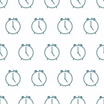 Thin out line clock watch icon seamless pattern. Geometric flat shape element Illustrazione stock