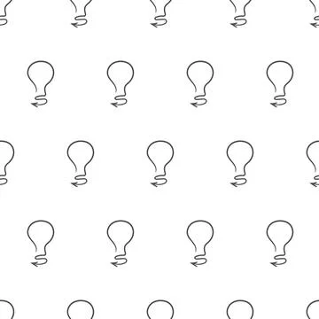 Thin outline arrow light bulb hand drawn icon seamless pattern. Vector black  イラスト素材