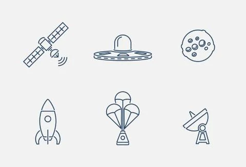 Thin outline space icons Stock Illustration