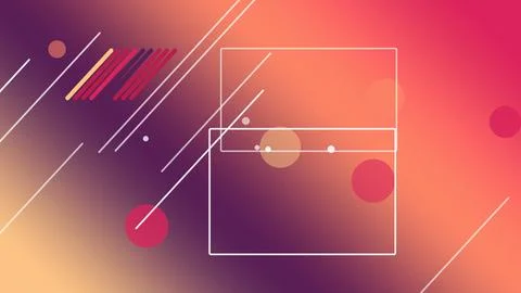 Thin outlined boxes and diagonal streaks on a warm red-purple gradient with.. Stock Illustration