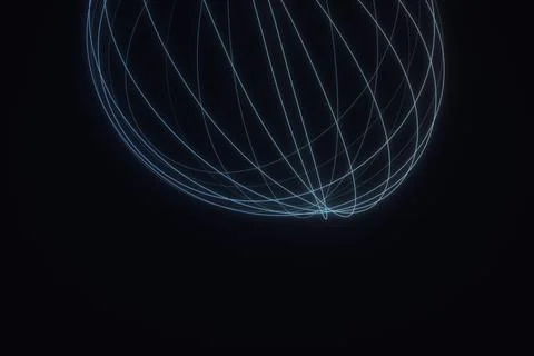 Thin pale blue lines arc and cross into a rounded, open lattice near the up.. Ilustração Stock