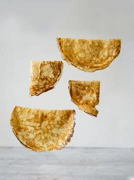 Thin pancakes. Levitation Stock Photos