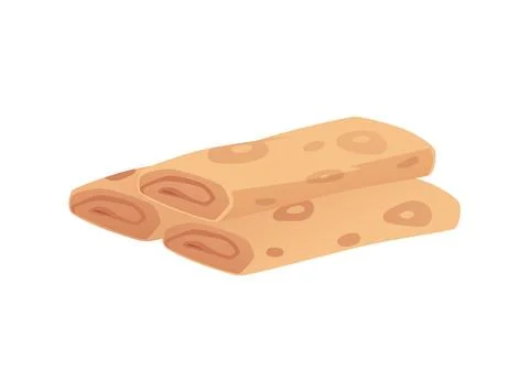 Thin pancakes vector illustration, cartoon tasty three pancakes folded in rolls Illustrazione stock