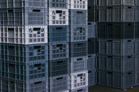 Thin plastic trays used for both packaging shelf food and for take-out food Stock Photos
