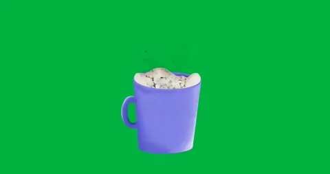 Thin plume rising from foam starting purple cup emitting teal cloud showing Stock Footage 327337644